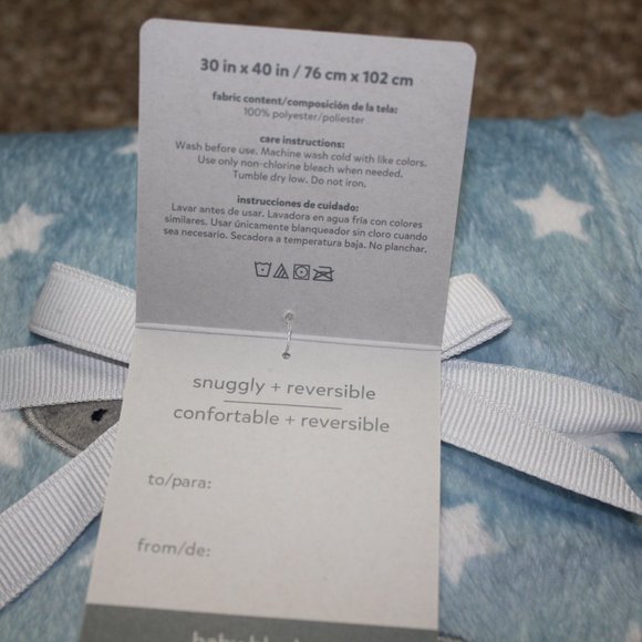 Carter's Child of Mine Blue Giraffe Minky Dot Star Baby Blanket Infant Boys NWT - Picture 5 of 5